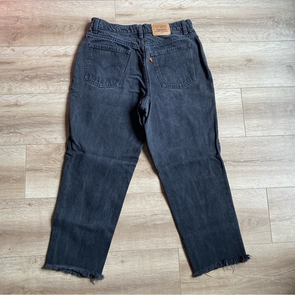 Vintage Levi’s 631 jeans orange tab black denim raw hem high waist mom style - Picture 3 of 10